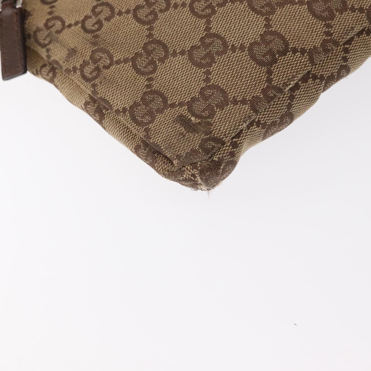 GUCCI GG Canvas Waist Bag Beige Silver 28566 Auth ka606