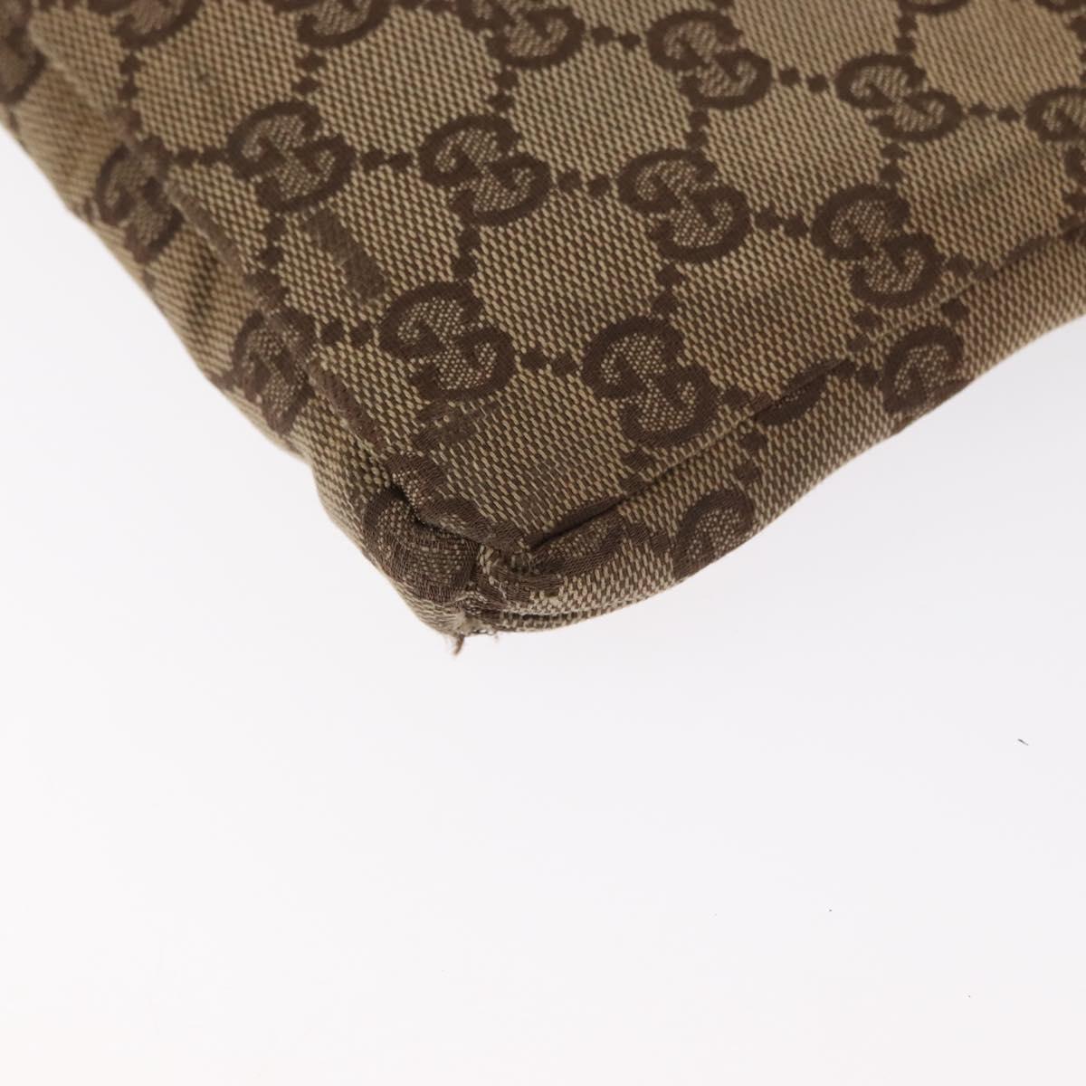 GUCCI GG Canvas Waist Bag Beige Silver 28566 Auth ka606