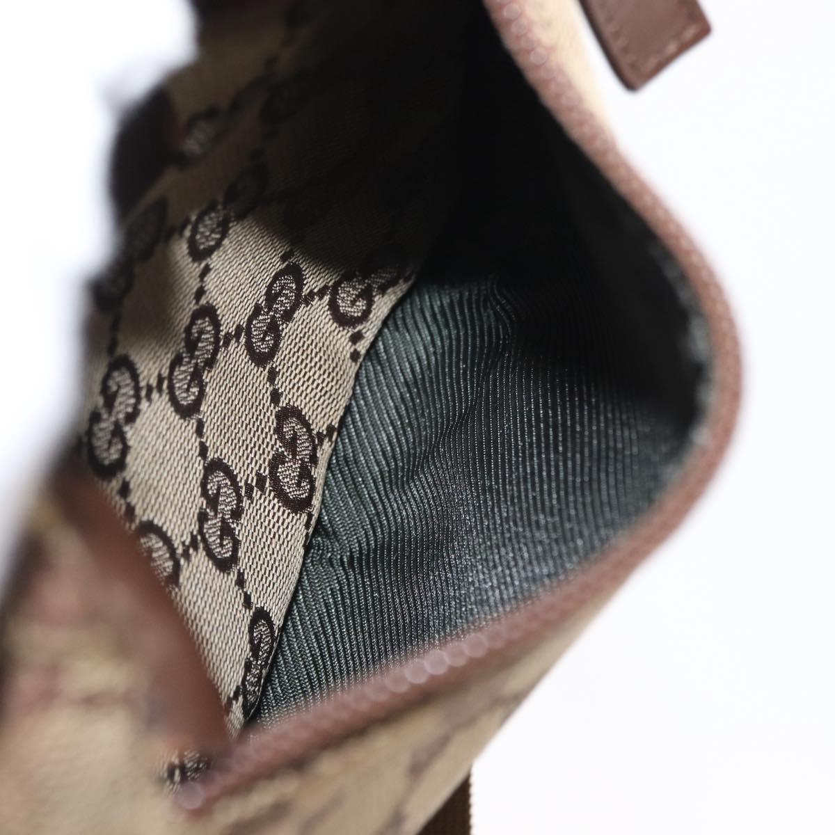 GUCCI GG Canvas Waist Bag Beige Silver 28566 Auth ka606