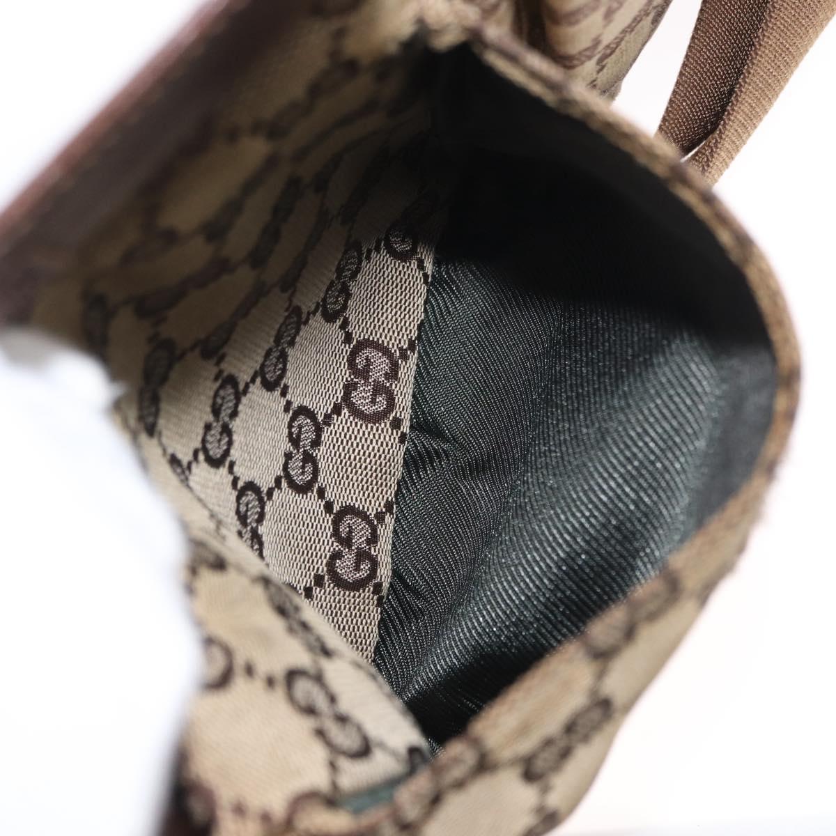 GUCCI GG Canvas Waist Bag Beige Silver 28566 Auth ka606
