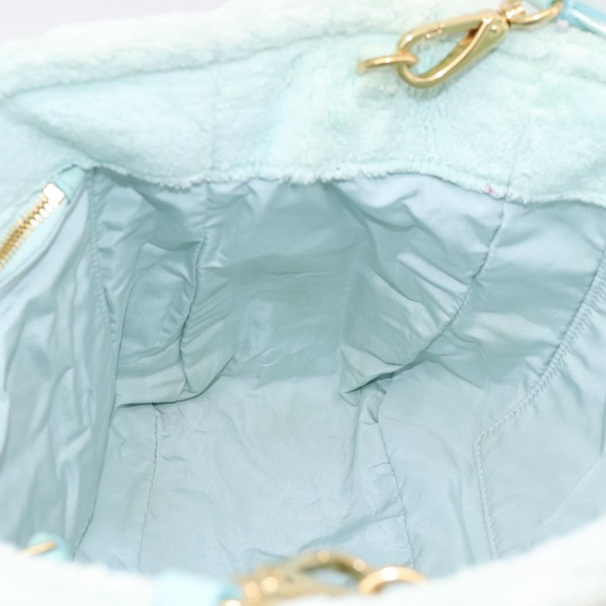 Miu Miu Hand Bag Pile 2way Light Blue Gold Tone Auth ka6060A