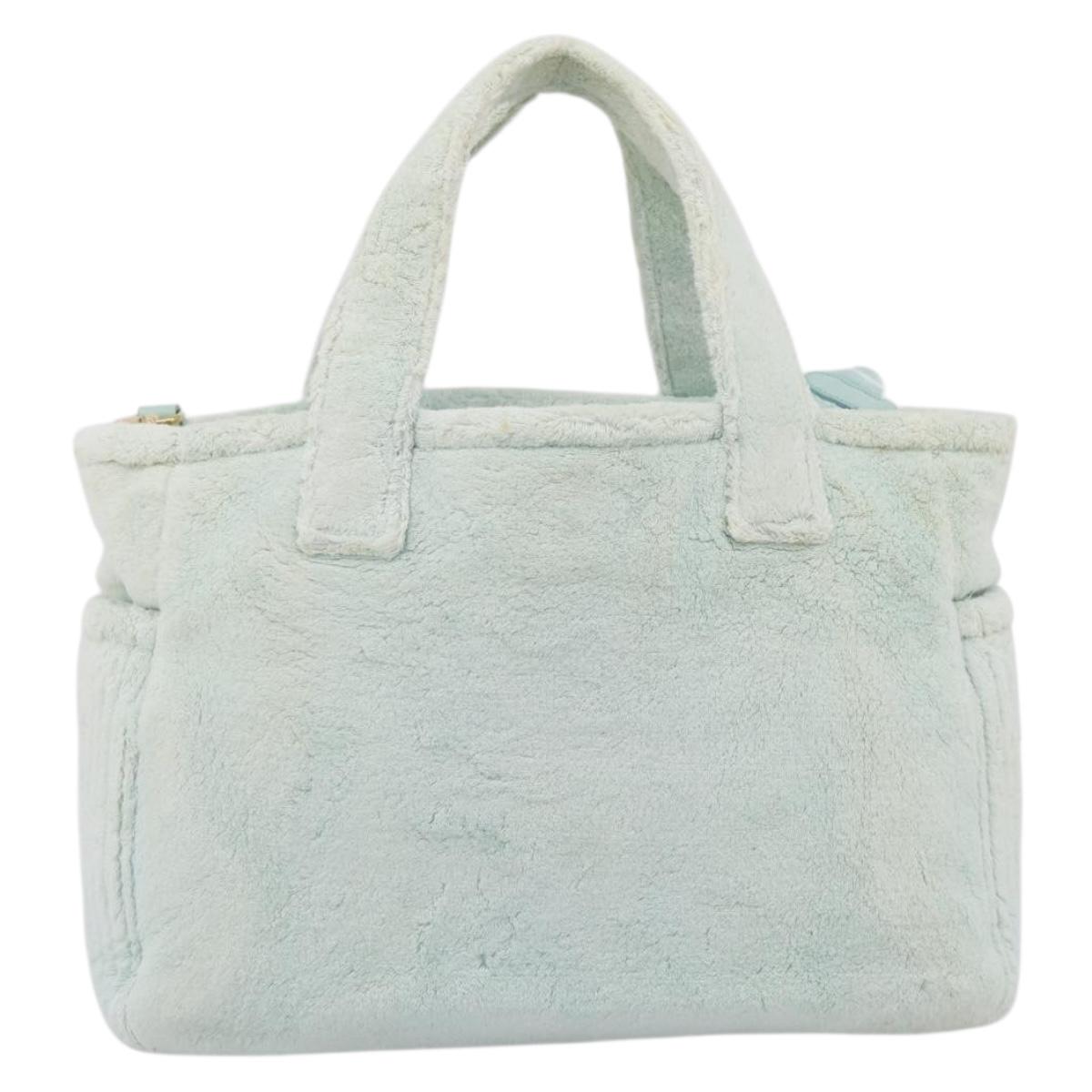 Miu Miu Hand Bag Pile 2way Light Blue Gold Tone Auth ka6060A