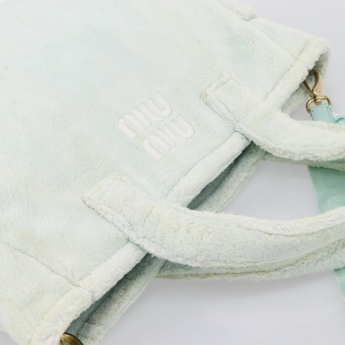 Miu Miu Hand Bag Pile 2way Light Blue Gold Tone Auth ka6060A