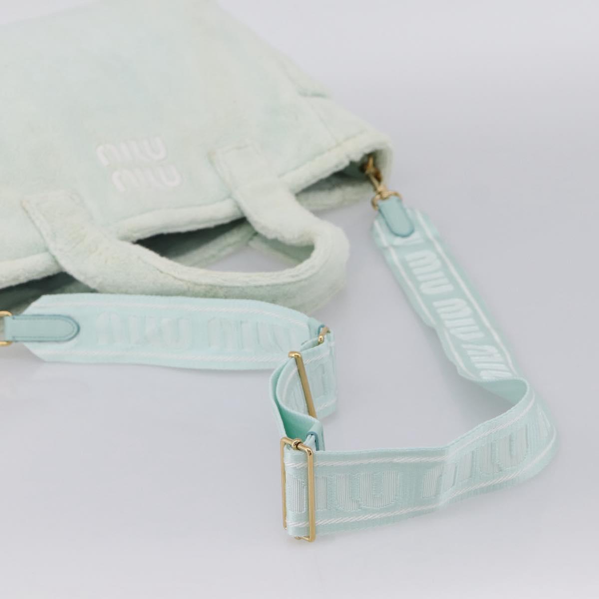 Miu Miu Hand Bag Pile 2way Light Blue Gold Tone Auth ka6060A