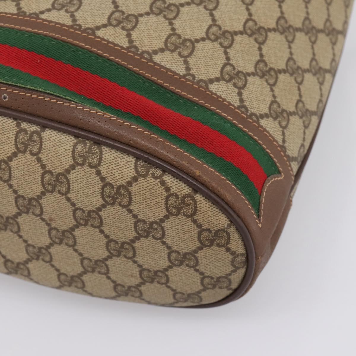 GUCCI GG Supreme Shoulder Bag PVC Beige Gold Tone 164 02 085 Auth ka6061