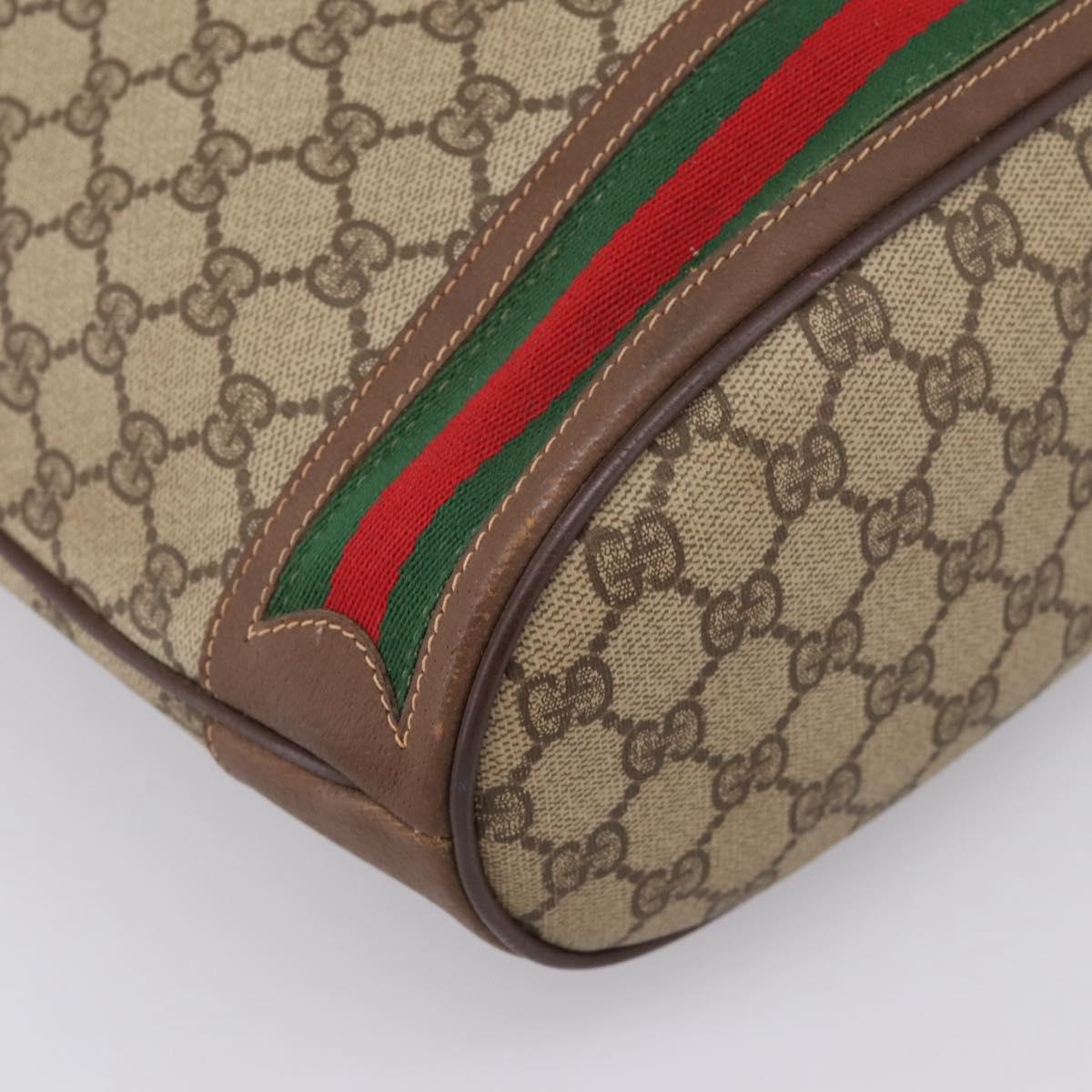 GUCCI GG Supreme Shoulder Bag PVC Beige Gold Tone 164 02 085 Auth ka6061