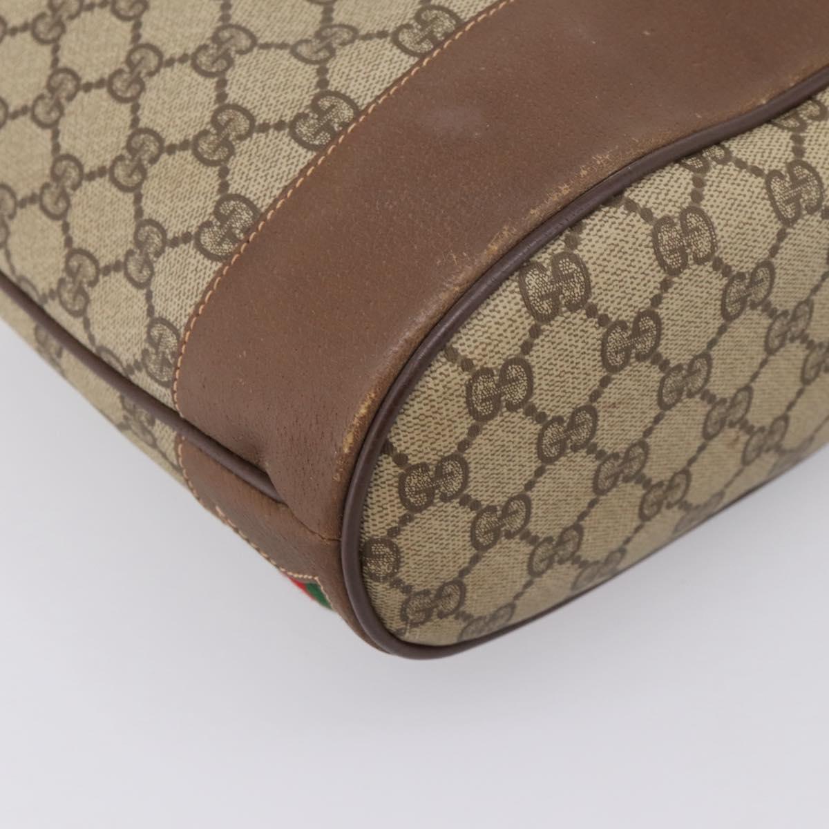 GUCCI GG Supreme Shoulder Bag PVC Beige Gold Tone 164 02 085 Auth ka6061
