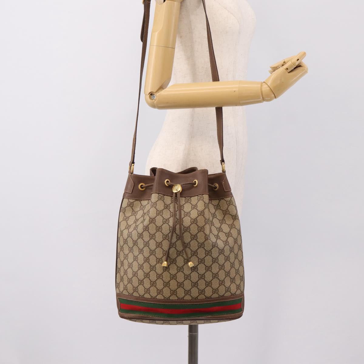 GUCCI GG Supreme Shoulder Bag PVC Beige Gold Tone 164 02 085 Auth ka6061