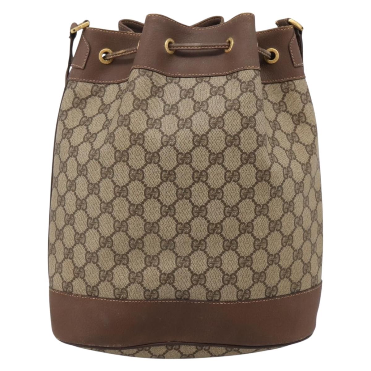 GUCCI GG Supreme Shoulder Bag PVC Beige Gold Tone 164 02 085 Auth ka6061