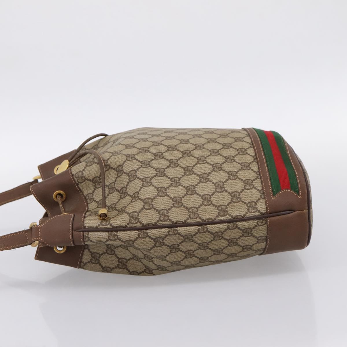 GUCCI GG Supreme Shoulder Bag PVC Beige Gold Tone 164 02 085 Auth ka6061