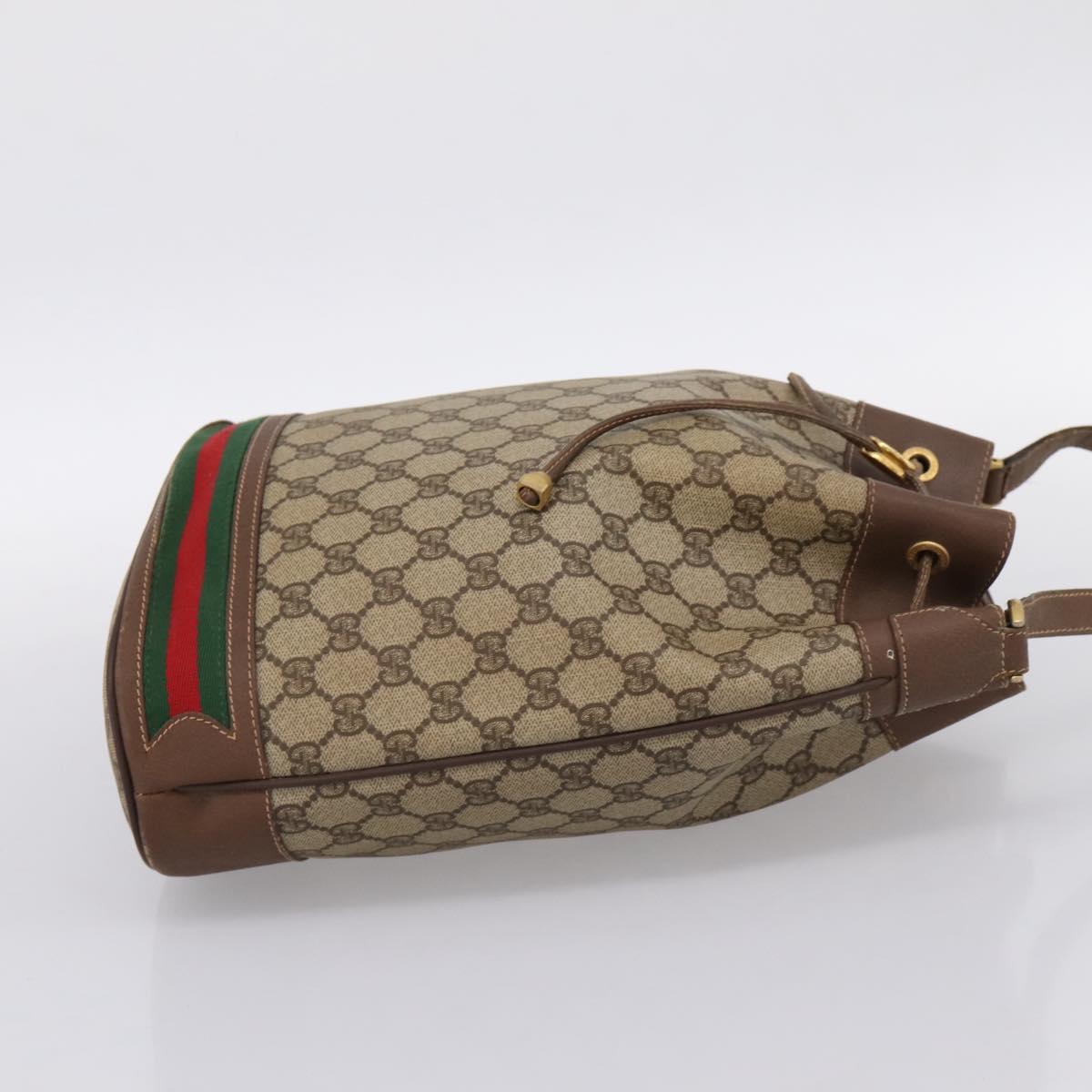 GUCCI GG Supreme Shoulder Bag PVC Beige Gold Tone 164 02 085 Auth ka6061