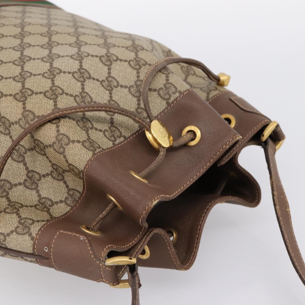 GUCCI GG Supreme Shoulder Bag PVC Beige Gold Tone 164 02 085 Auth ka6061