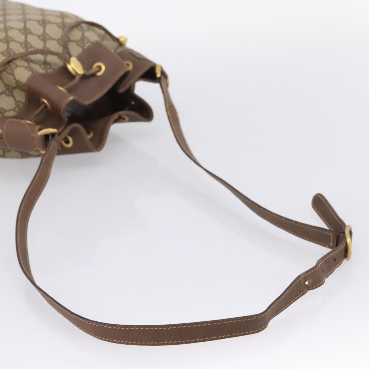 GUCCI GG Supreme Shoulder Bag PVC Beige Gold Tone 164 02 085 Auth ka6061