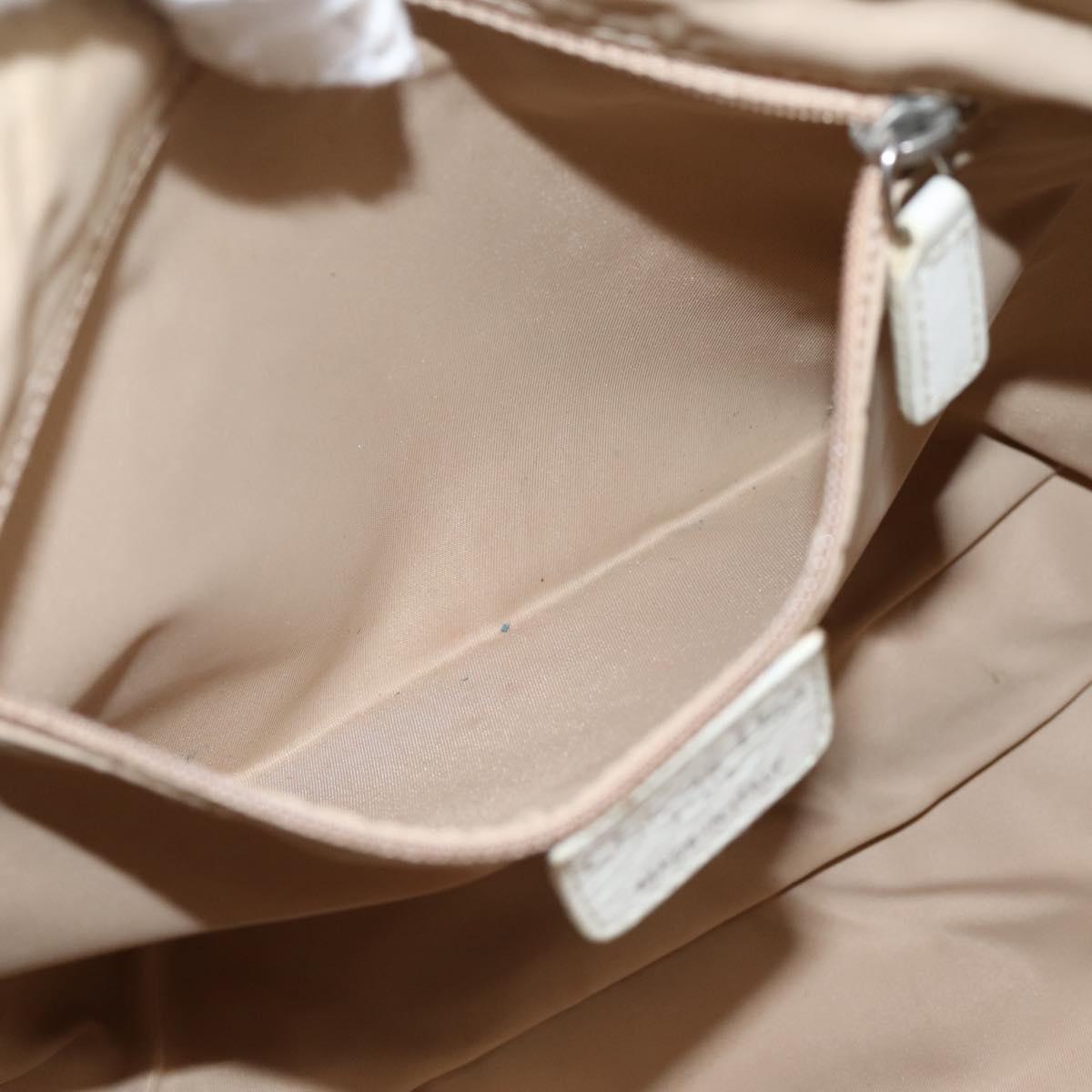 Christian Dior Trotter Canvas Shoulder Bag Beige Silver Auth ka6062A