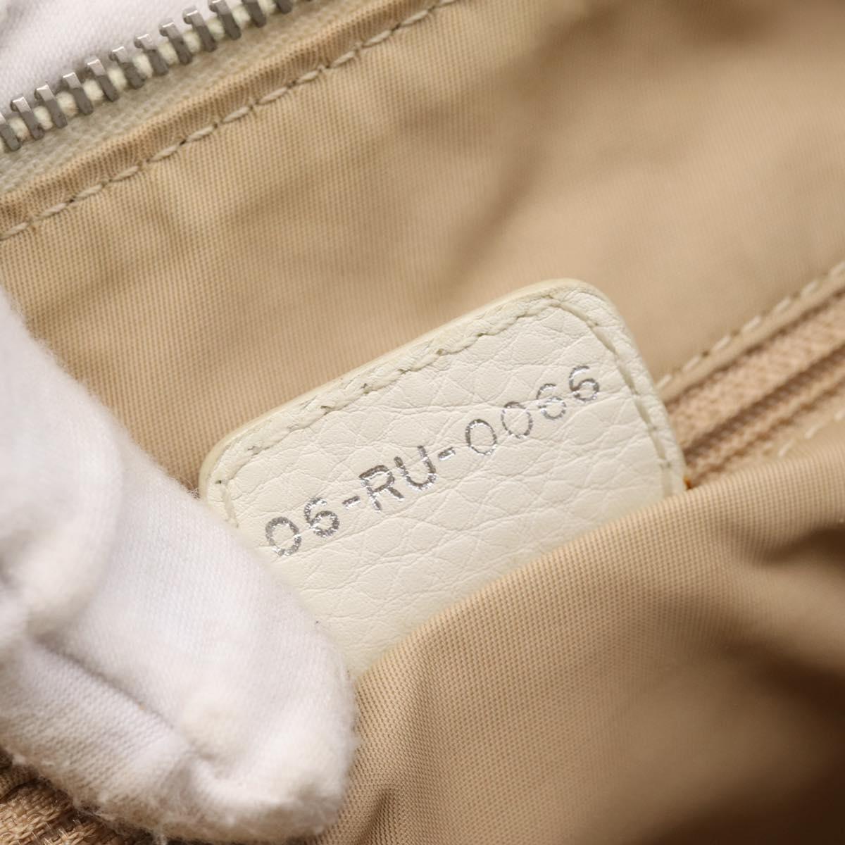 Christian Dior Trotter Canvas Shoulder Bag Beige Silver Auth ka6062A