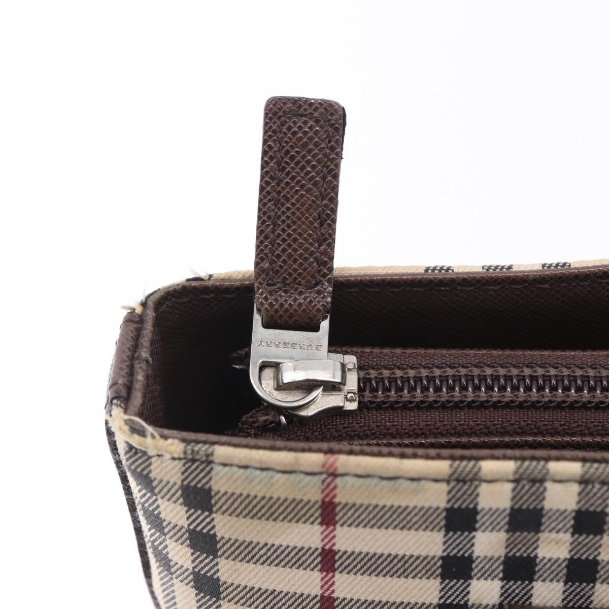 BURBERRY Nova Check Tote Bag Canvas Beige Silver Auth ka6063