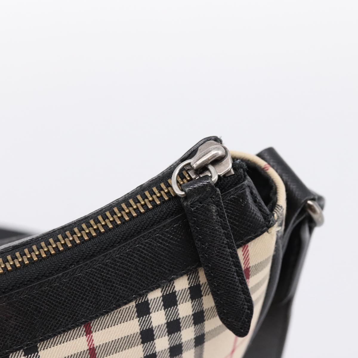 BURBERRY Nova Check Shoulder Bag Canvas Beige Silver Auth ka6064