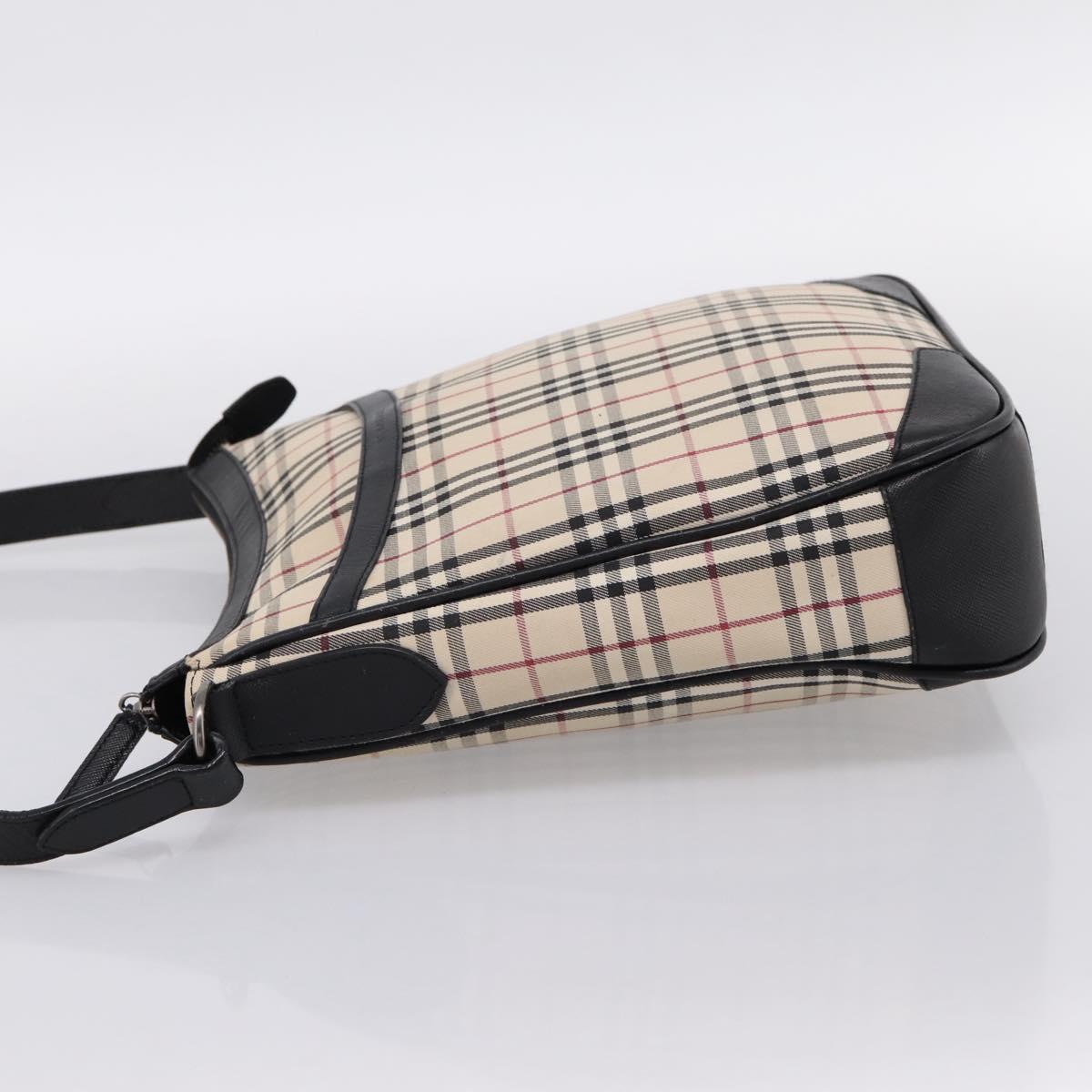 BURBERRY Nova Check Shoulder Bag Canvas Beige Silver Auth ka6064