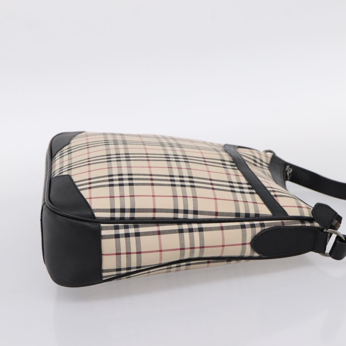 BURBERRY Nova Check Shoulder Bag Canvas Beige Silver Auth ka6064
