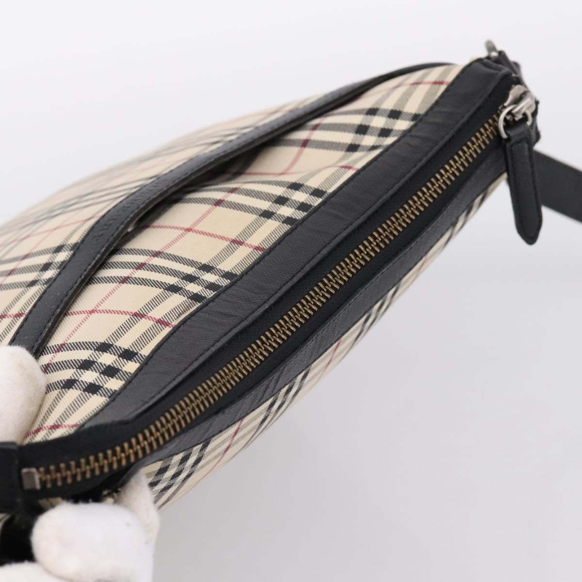 BURBERRY Nova Check Shoulder Bag Canvas Beige Silver Auth ka6064