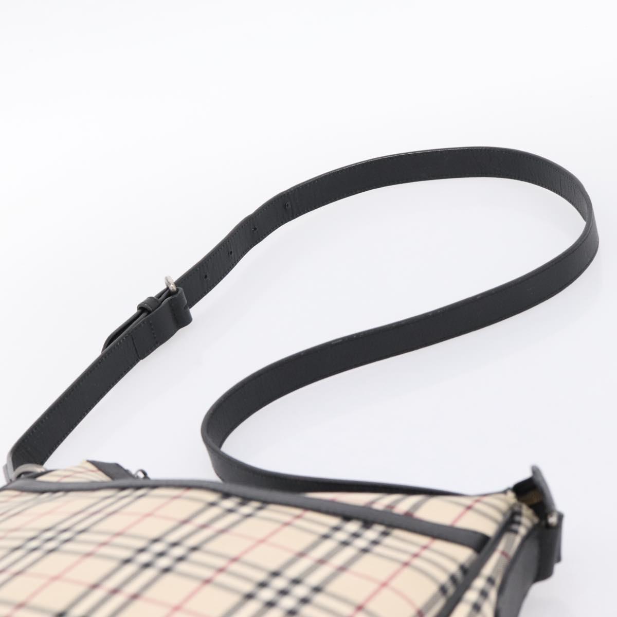 BURBERRY Nova Check Shoulder Bag Canvas Beige Silver Auth ka6064