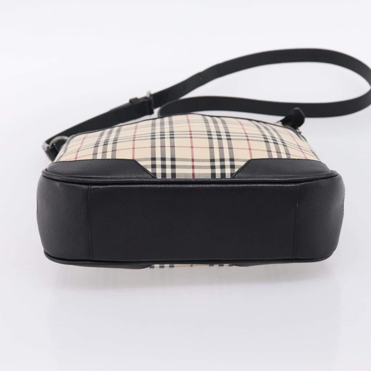 BURBERRY Nova Check Shoulder Bag Canvas Beige Silver Auth ka6064