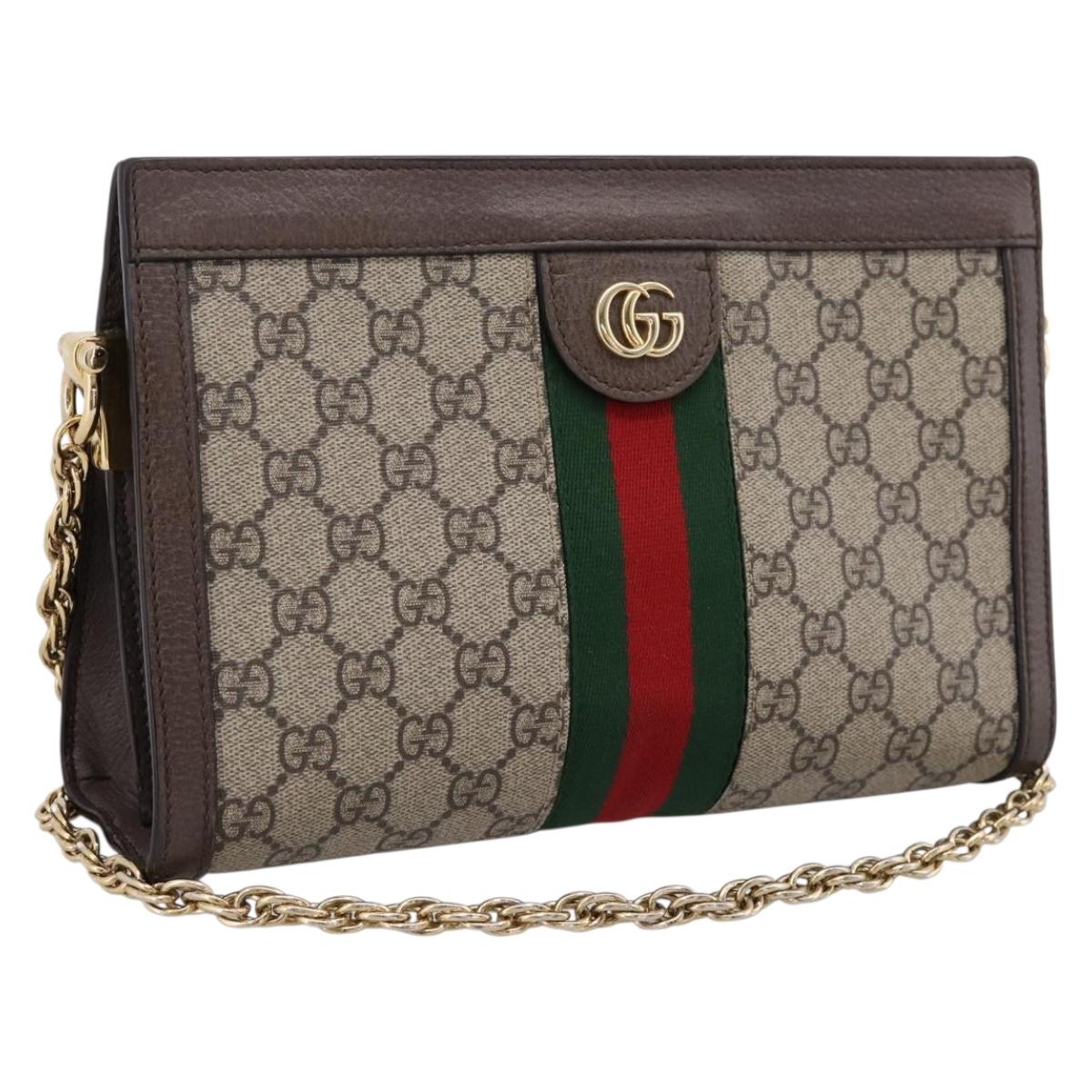 GUCCI GG Supreme Web Sherry Line Chain Shoulder Bag PVC 503877 Auth ka6065A