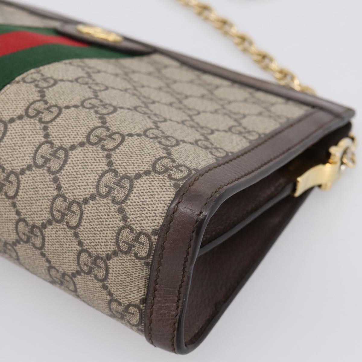 GUCCI GG Supreme Web Sherry Line Chain Shoulder Bag PVC 503877 Auth ka6065A