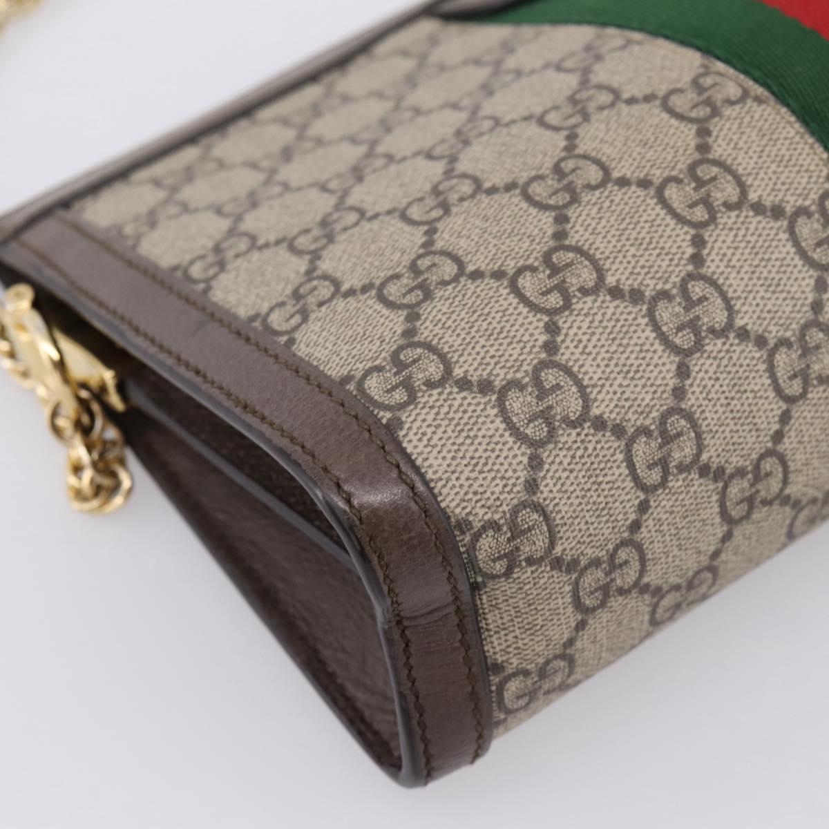 GUCCI GG Supreme Web Sherry Line Chain Shoulder Bag PVC 503877 Auth ka6065A