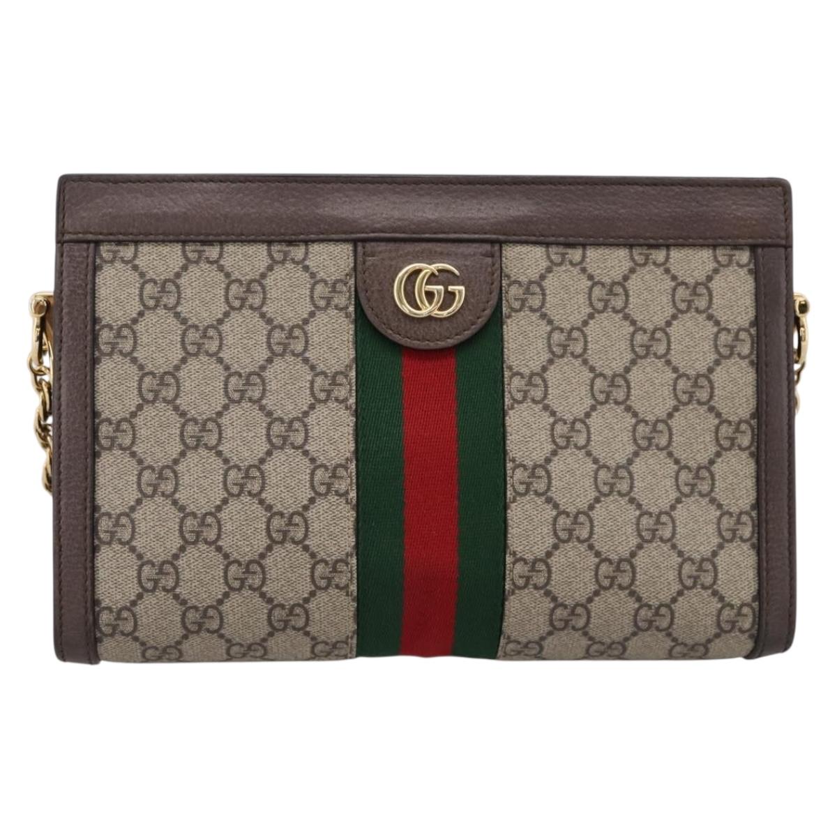 GUCCI GG Supreme Web Sherry Line Chain Shoulder Bag PVC 503877 Auth ka6065A