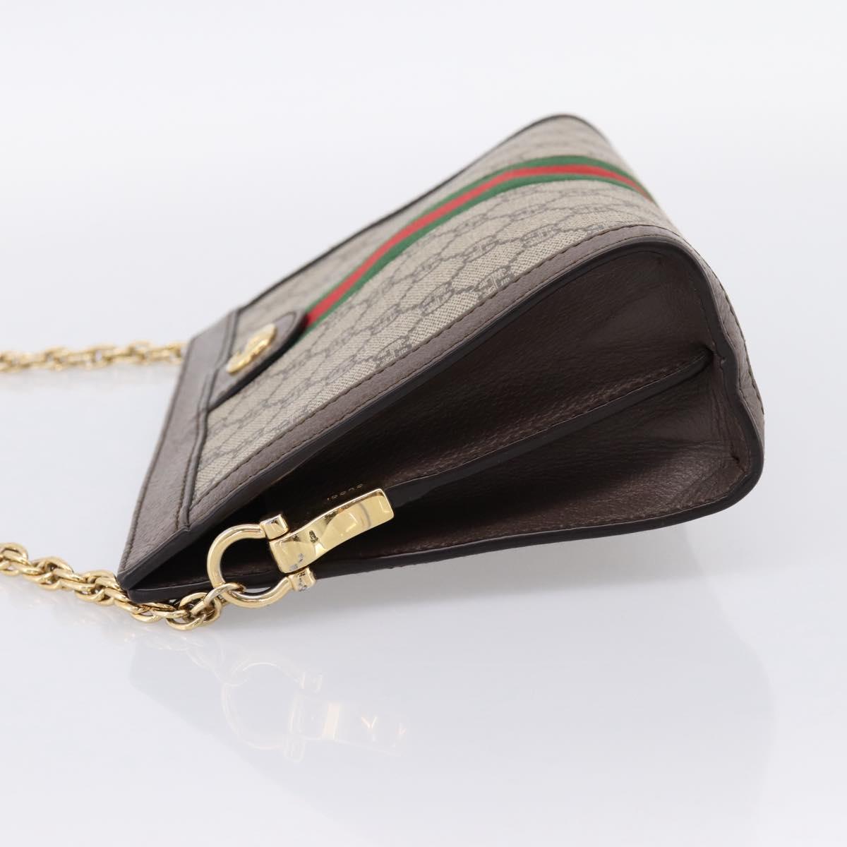 GUCCI GG Supreme Web Sherry Line Chain Shoulder Bag PVC 503877 Auth ka6065A