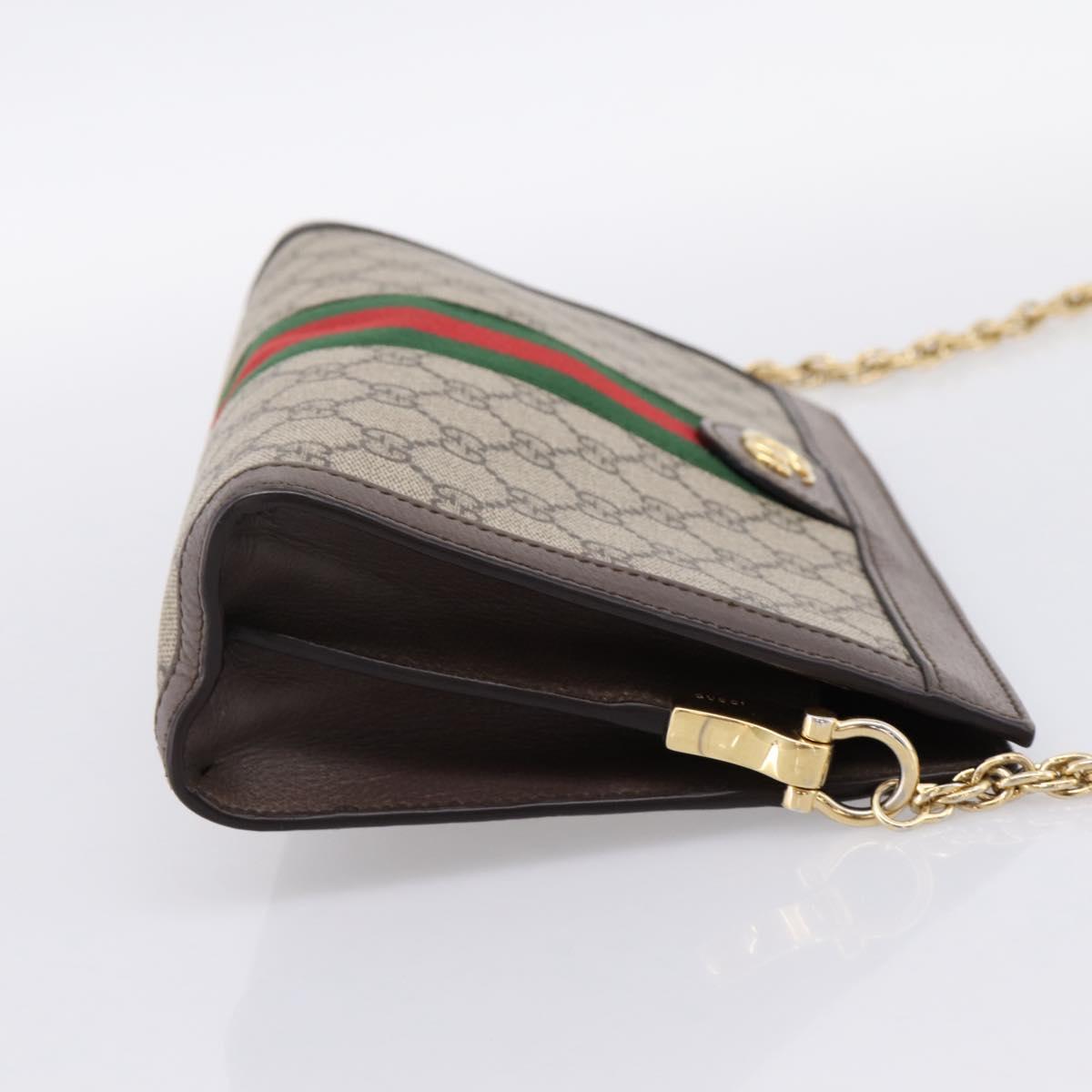 GUCCI GG Supreme Web Sherry Line Chain Shoulder Bag PVC 503877 Auth ka6065A