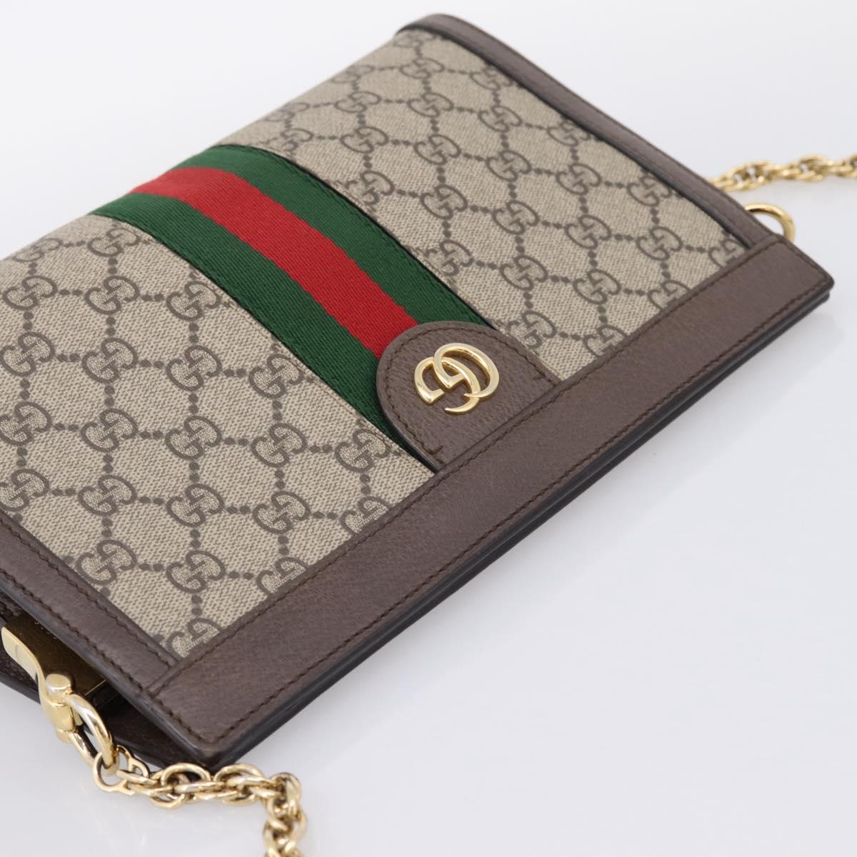 GUCCI GG Supreme Web Sherry Line Chain Shoulder Bag PVC 503877 Auth ka6065A