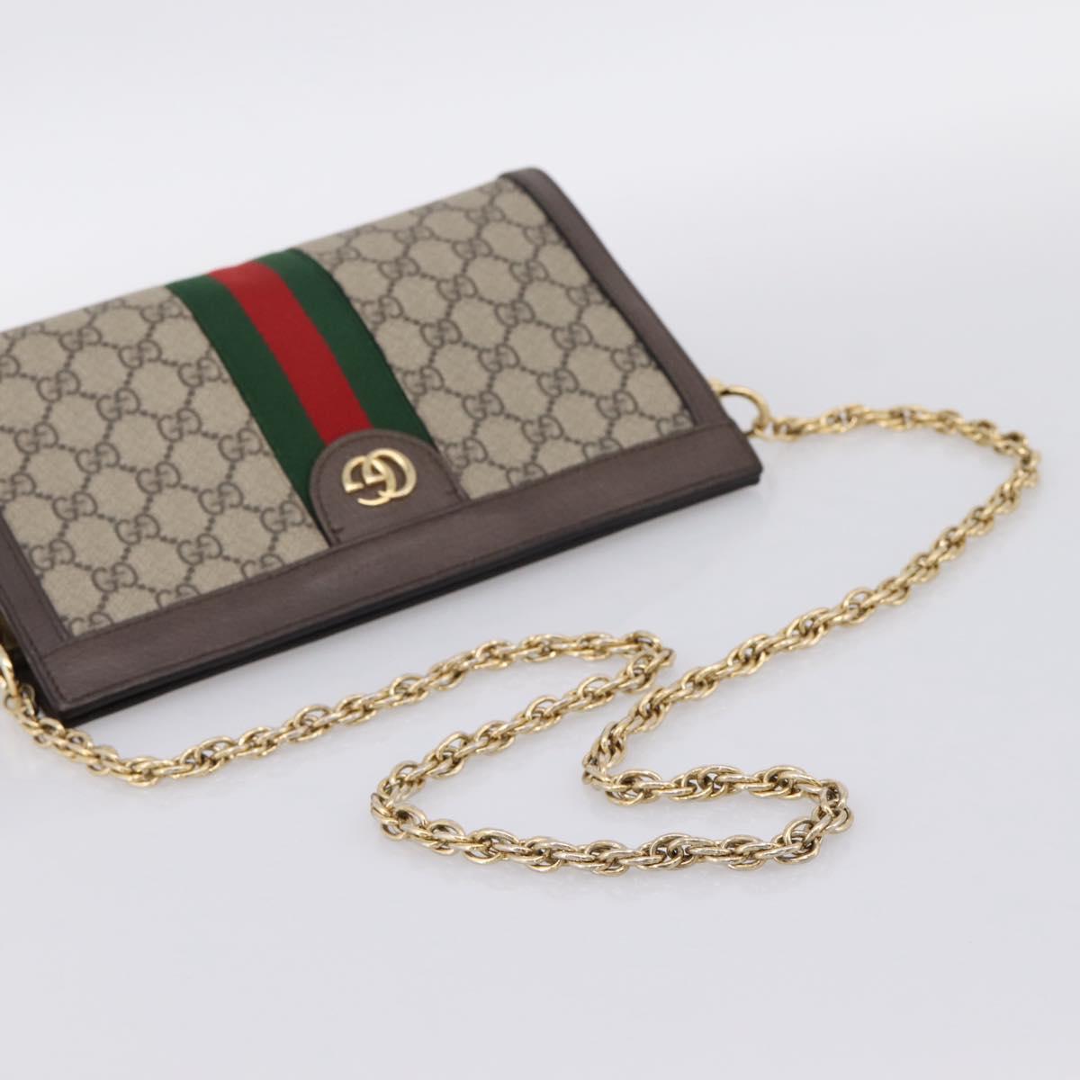 GUCCI GG Supreme Web Sherry Line Chain Shoulder Bag PVC 503877 Auth ka6065A