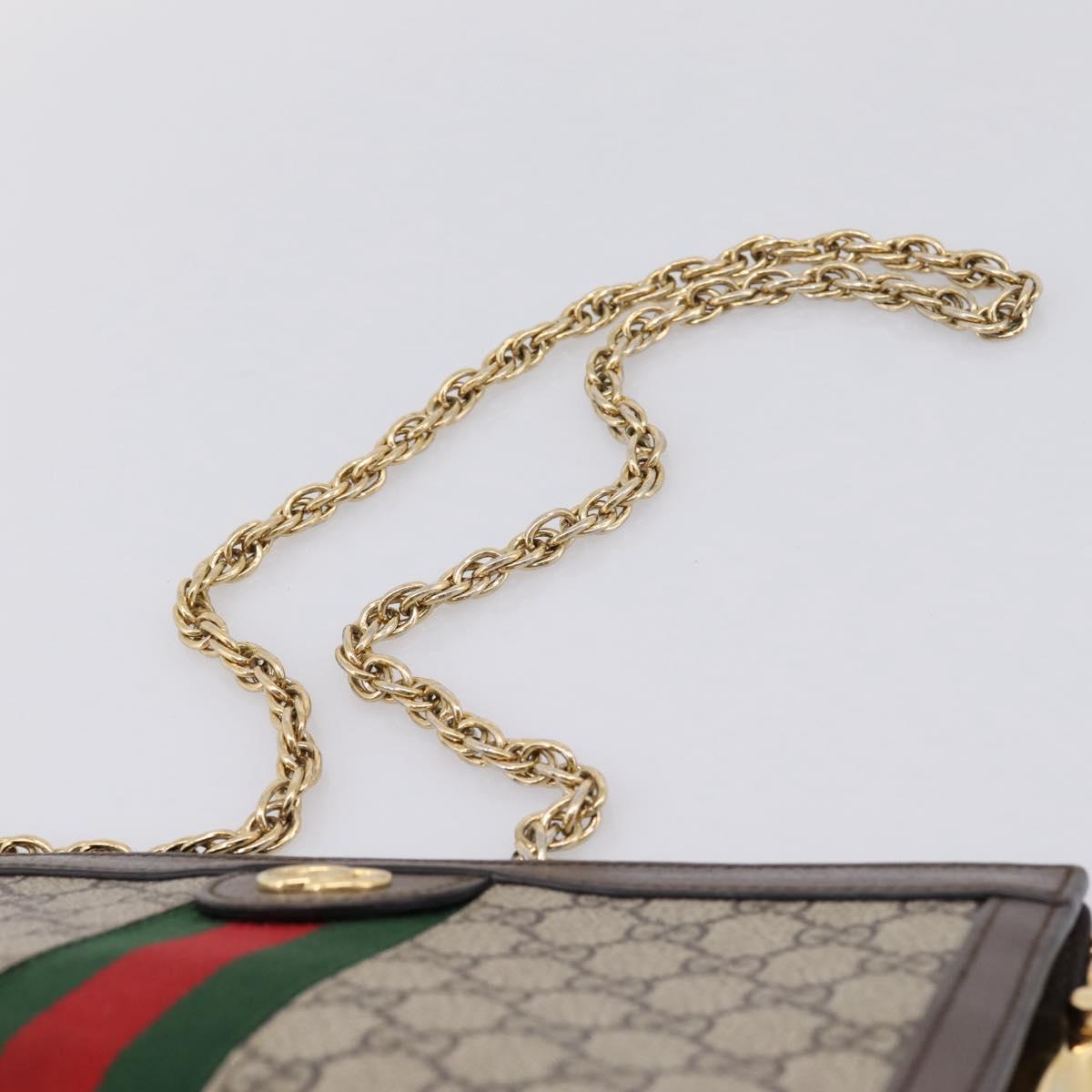 GUCCI GG Supreme Web Sherry Line Chain Shoulder Bag PVC 503877 Auth ka6065A