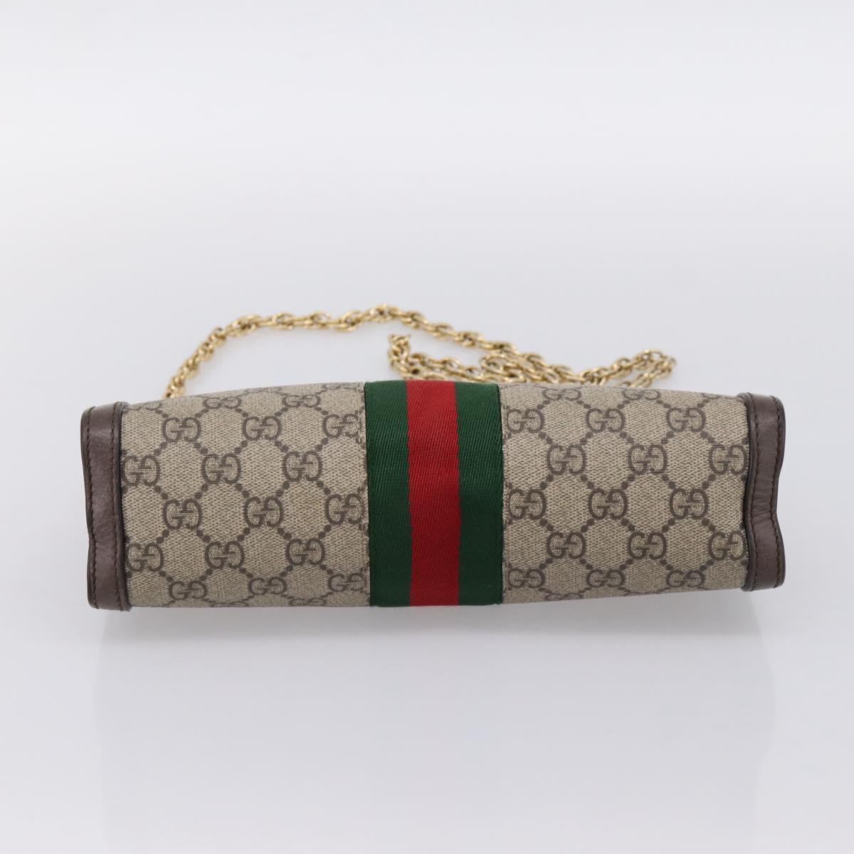 GUCCI GG Supreme Web Sherry Line Chain Shoulder Bag PVC 503877 Auth ka6065A