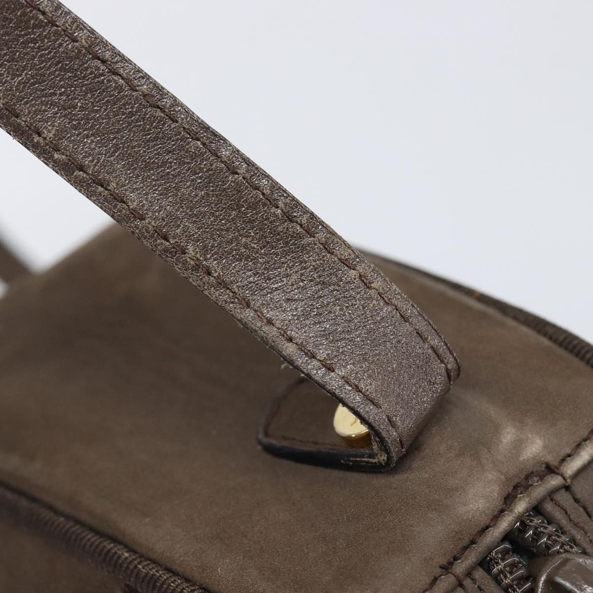 Salvatore Ferragamo Vala Shoulder Bag Suede Brown Gold Tone Auth ka6067