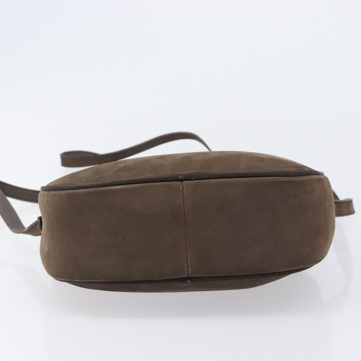 Salvatore Ferragamo Vala Shoulder Bag Suede Brown Gold Tone Auth ka6067