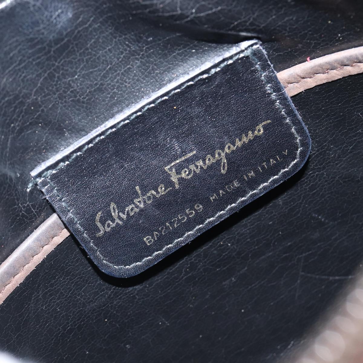 Salvatore Ferragamo Vala Shoulder Bag Suede Brown Gold Tone Auth ka6067
