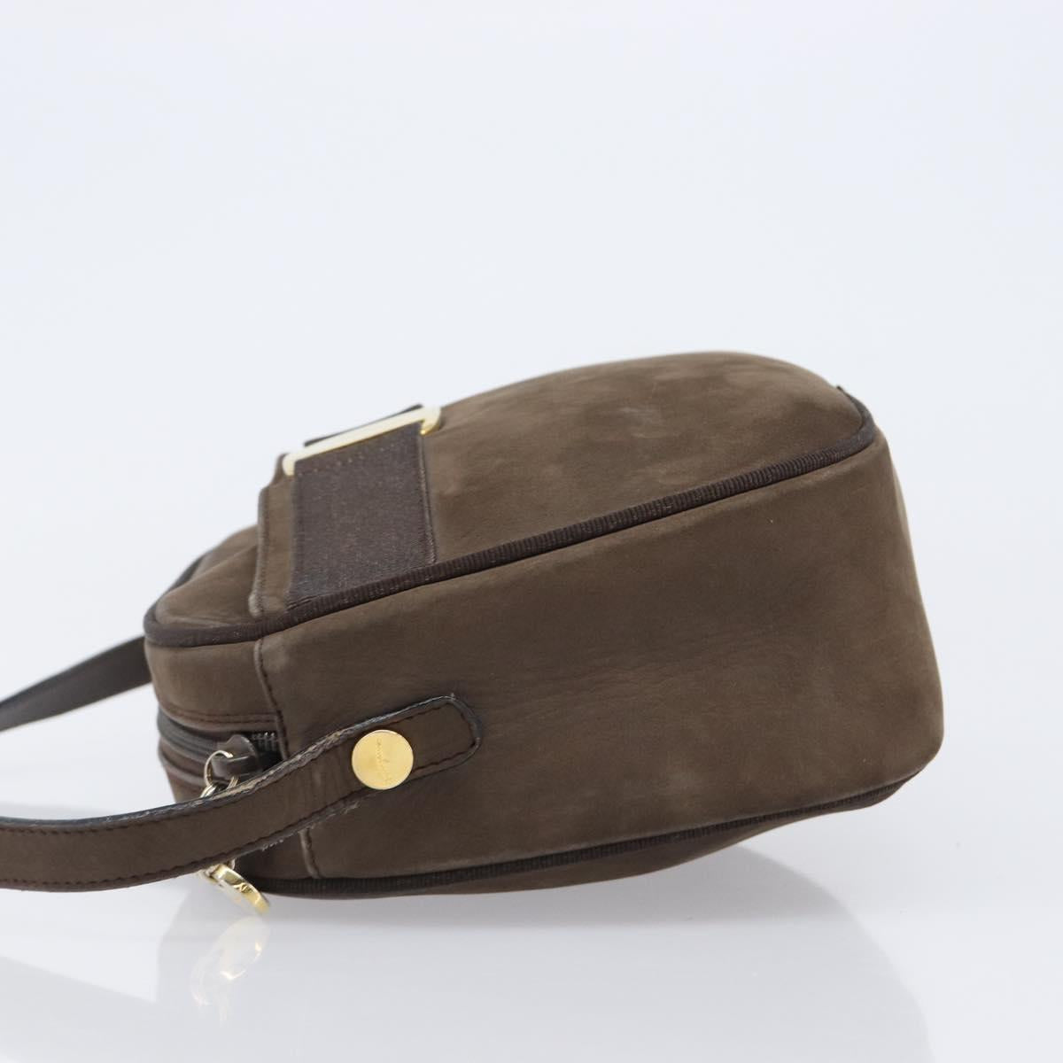 Salvatore Ferragamo Vala Shoulder Bag Suede Brown Gold Tone Auth ka6067