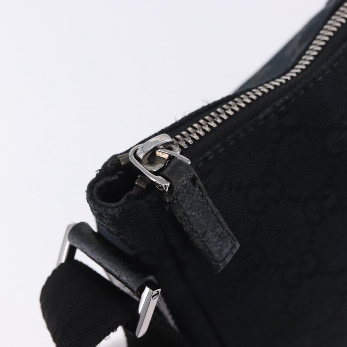 GUCCI GG Canvas Shoulder Bag Black Silver 114273 Auth ka6068