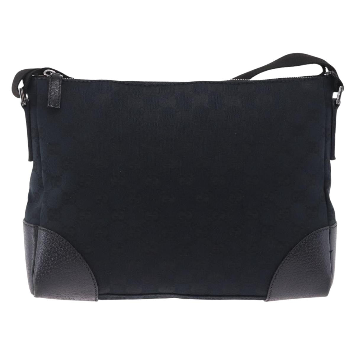 GUCCI GG Canvas Shoulder Bag Black Silver 114273 Auth ka6068