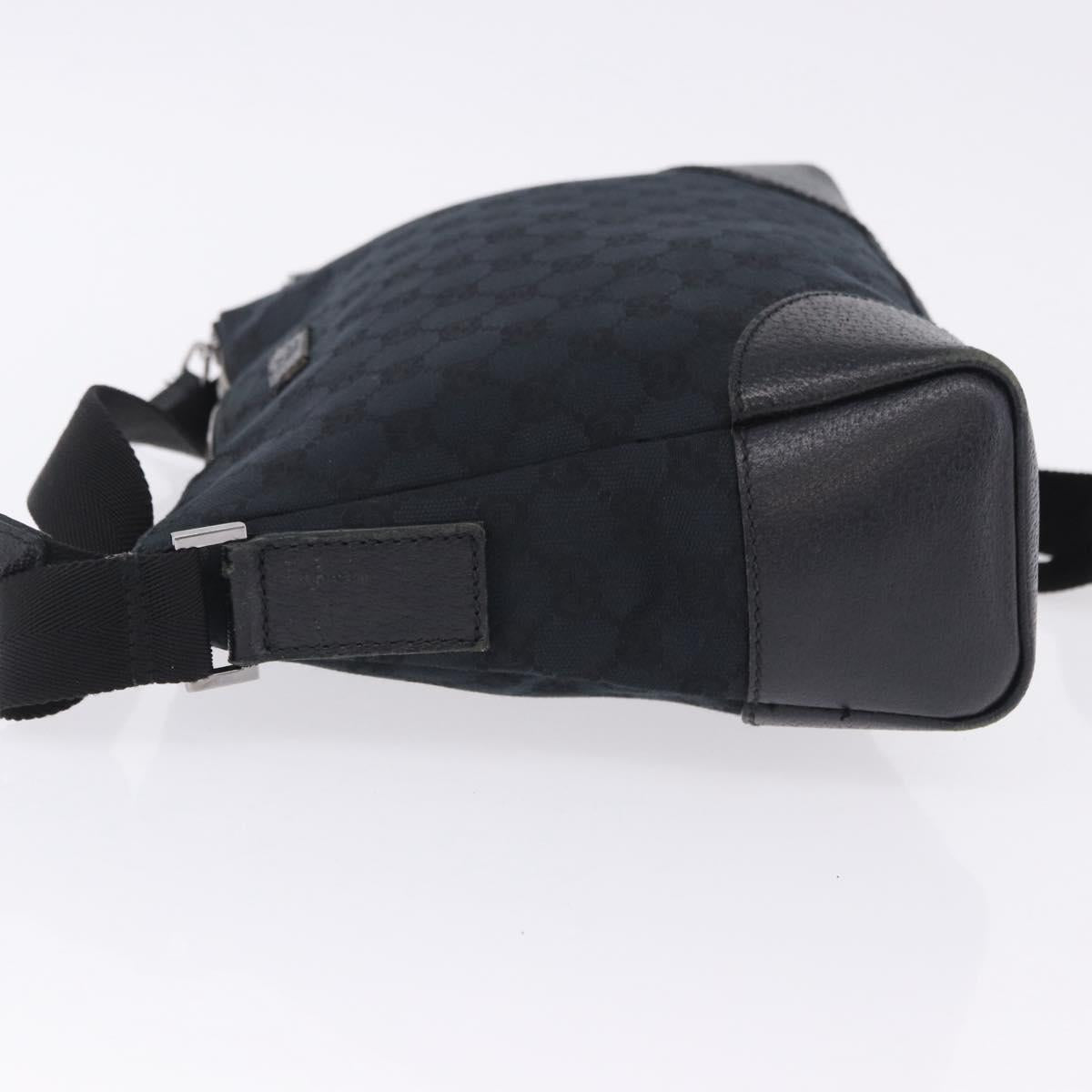 GUCCI GG Canvas Shoulder Bag Black Silver 114273 Auth ka6068