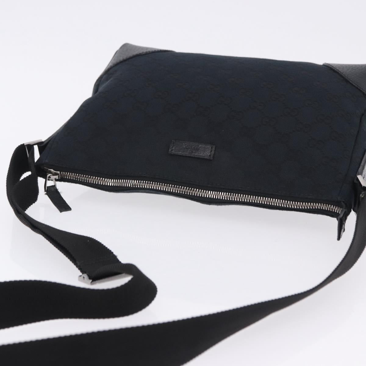 GUCCI GG Canvas Shoulder Bag Black Silver 114273 Auth ka6068