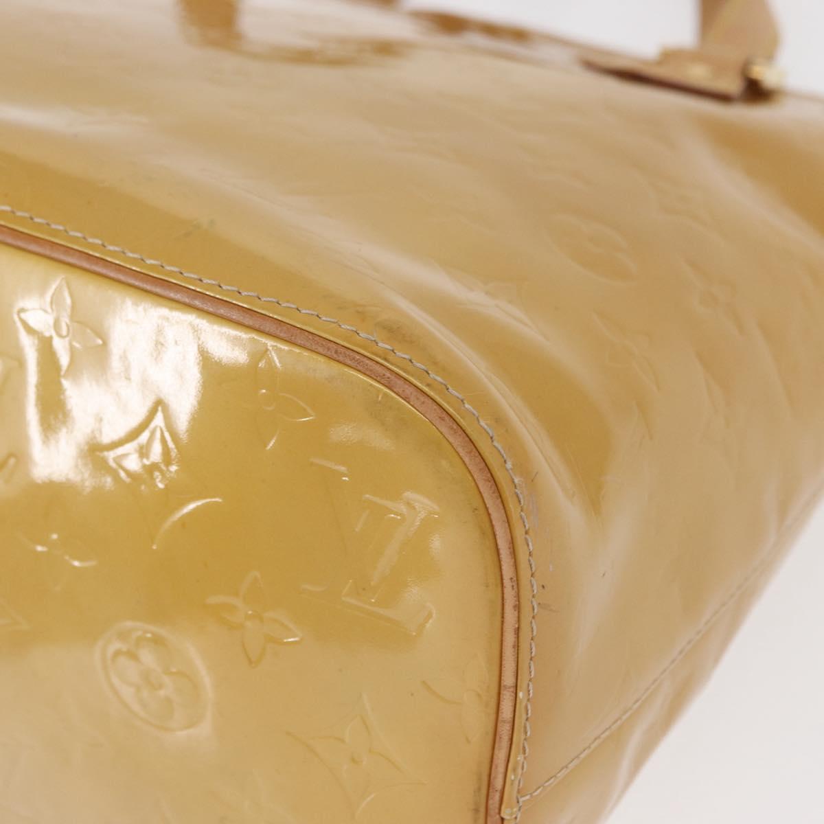 LOUIS VUITTON Monogram Vernis Houston Hand Bag Beige M91004 LV Auth ka607