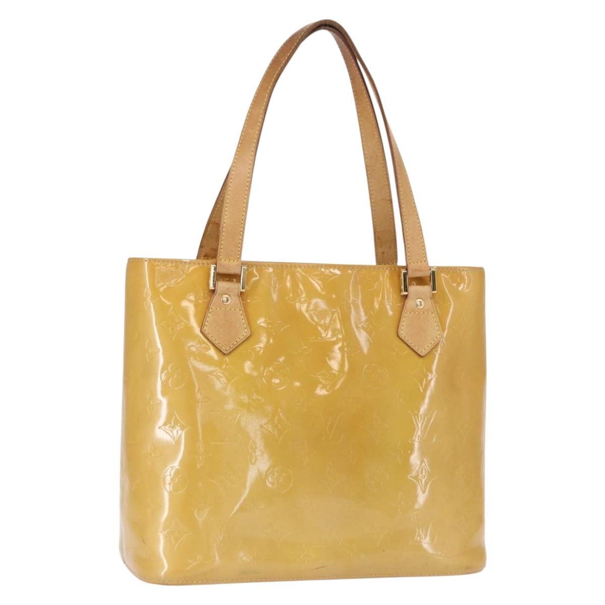 LOUIS VUITTON Monogram Vernis Houston Hand Bag Beige M91004 LV Auth ka607