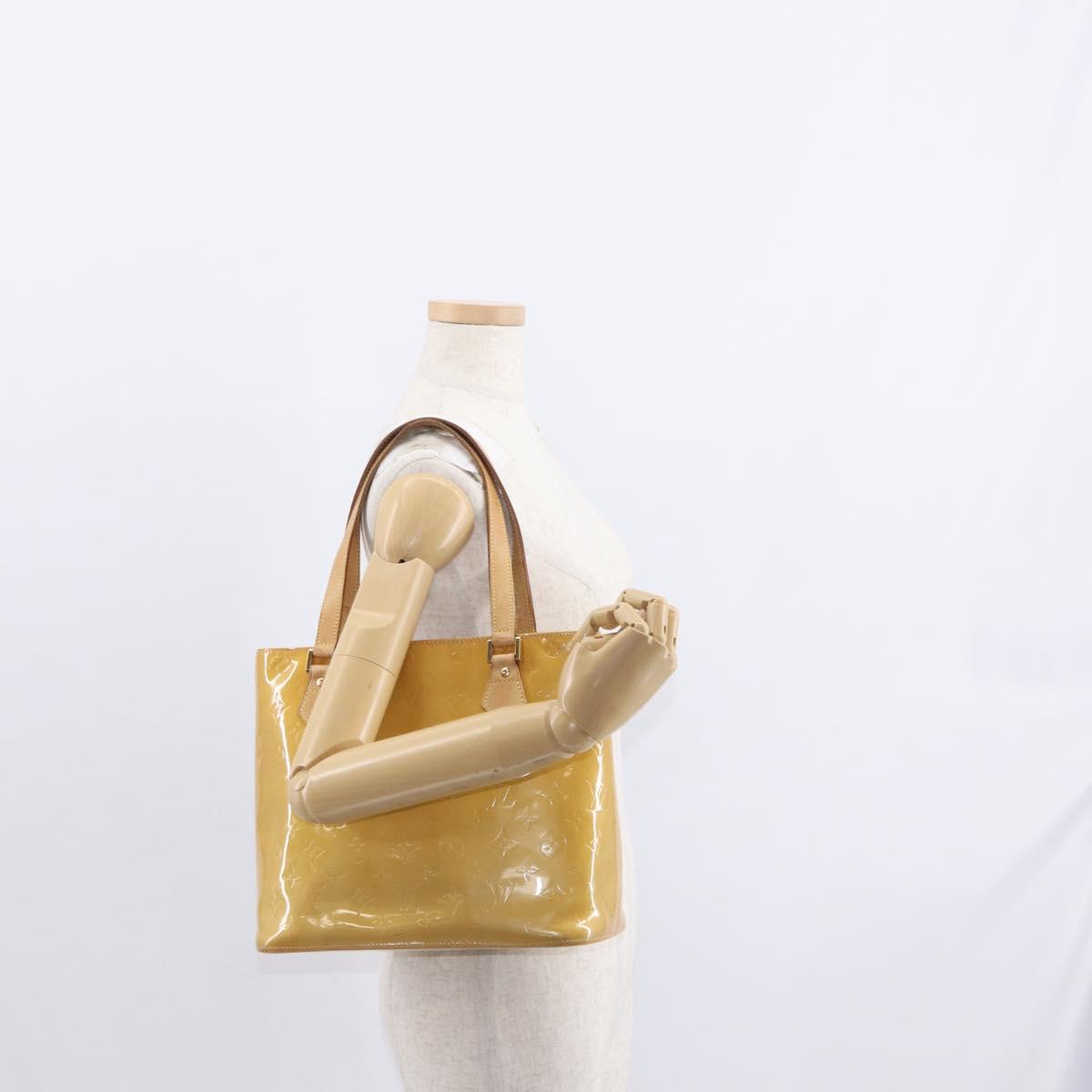 LOUIS VUITTON Monogram Vernis Houston Hand Bag Beige M91004 LV Auth ka607