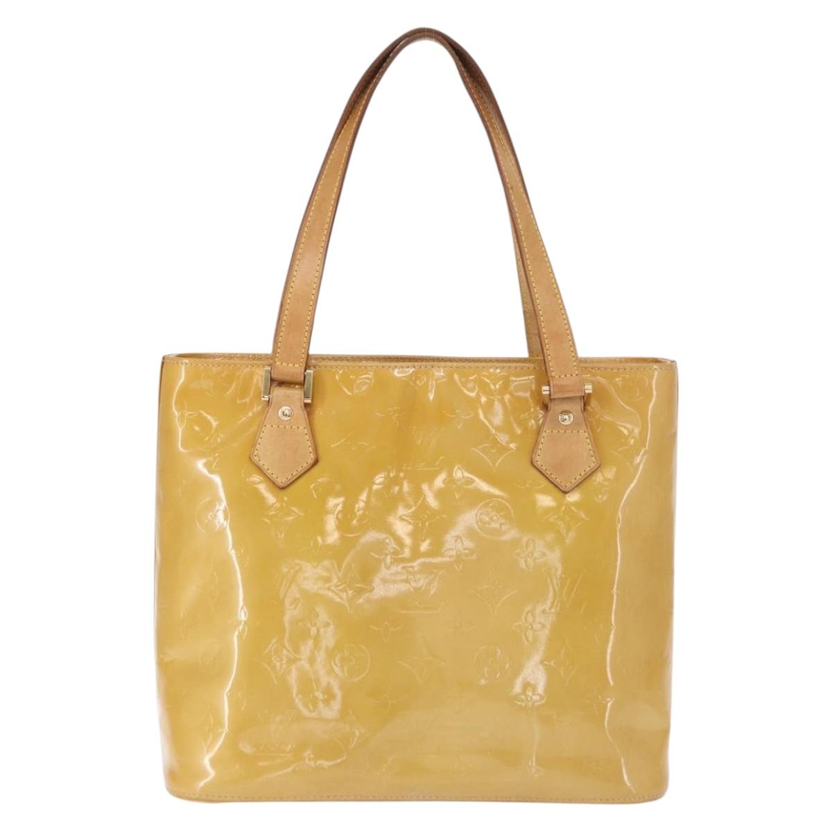 LOUIS VUITTON Monogram Vernis Houston Hand Bag Beige M91004 LV Auth ka607
