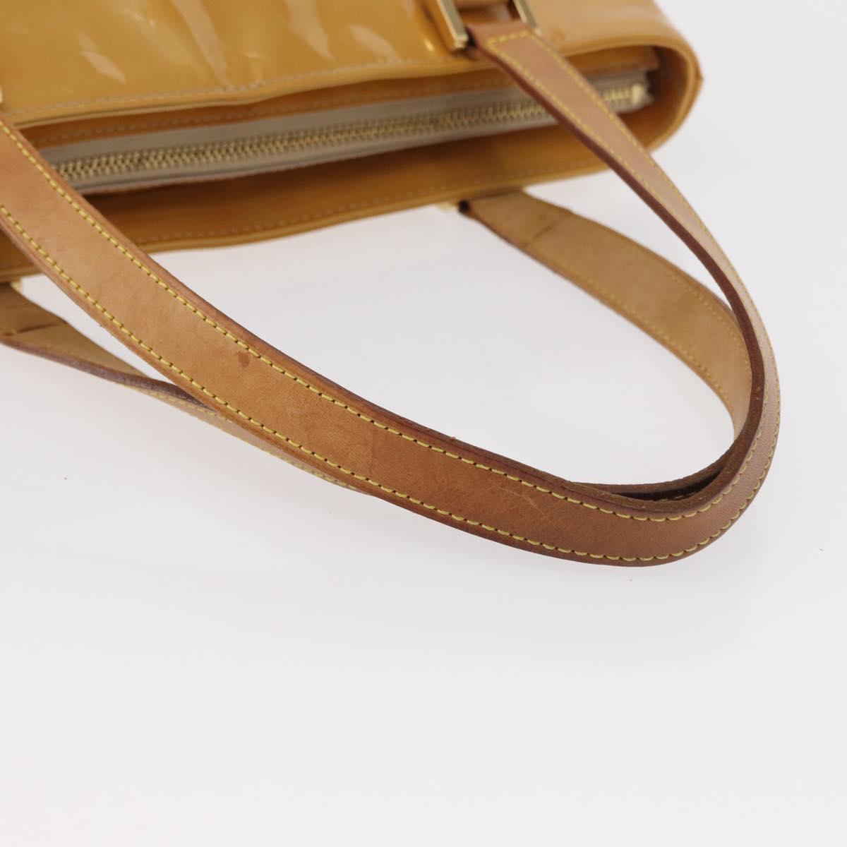 LOUIS VUITTON Monogram Vernis Houston Hand Bag Beige M91004 LV Auth ka607