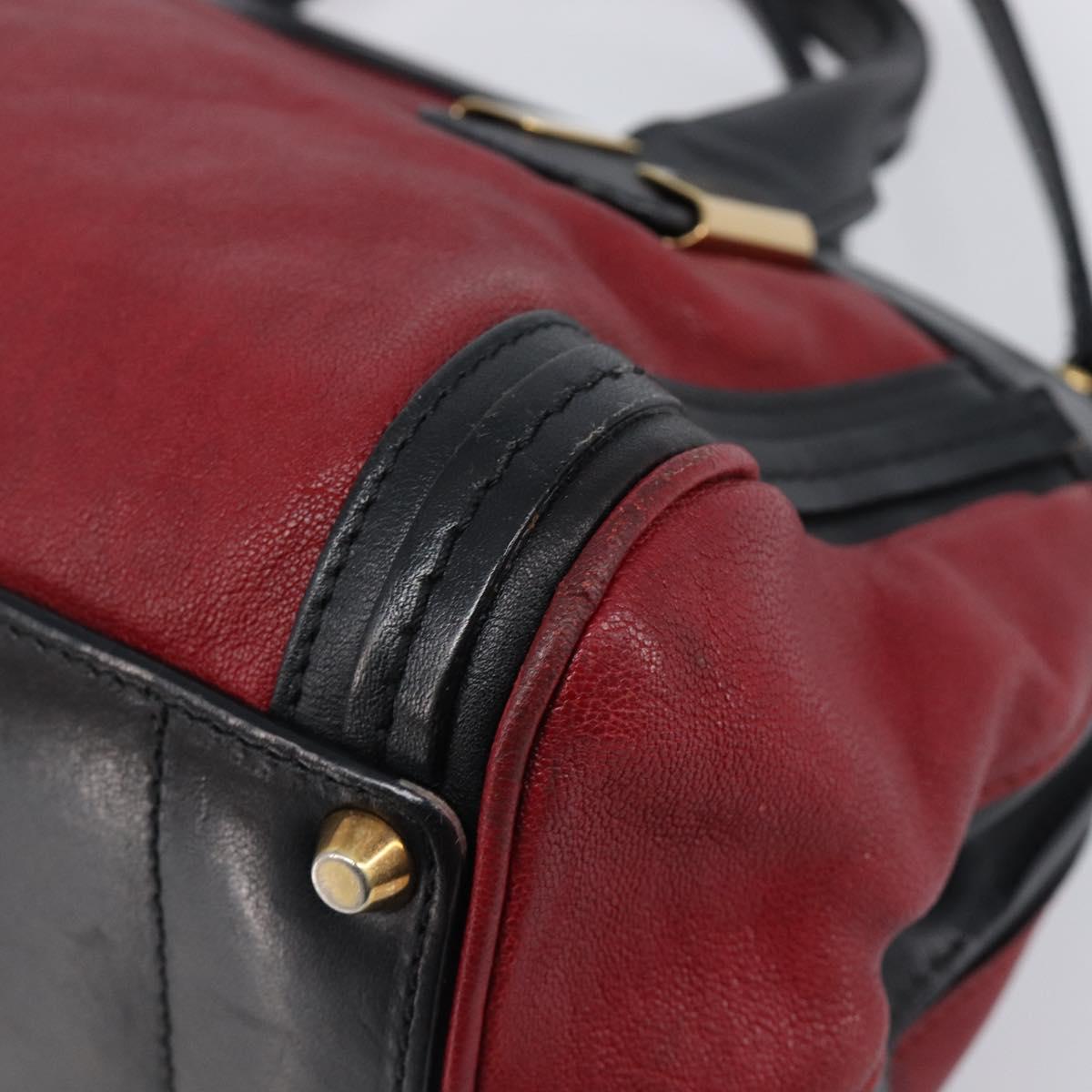 Chloe Alice Hand Bag Leather 2way Red Gold Tone Auth ka6070